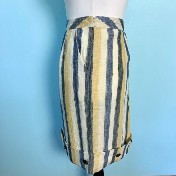 Anthropologie Edme & Esyllte Striped Linen Skirt Size 4 - Picture 3 of 9